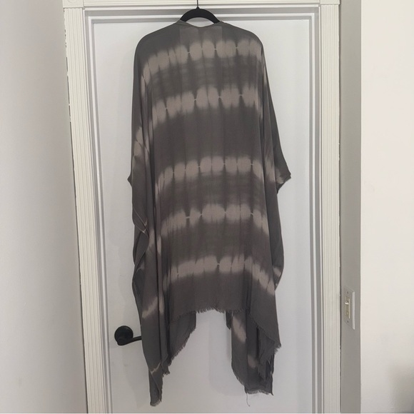 Charming Charlie Gray Boho Tie Dye Tunic Open Front Cardigan OS Festival Hippie - Picture 2 of 13